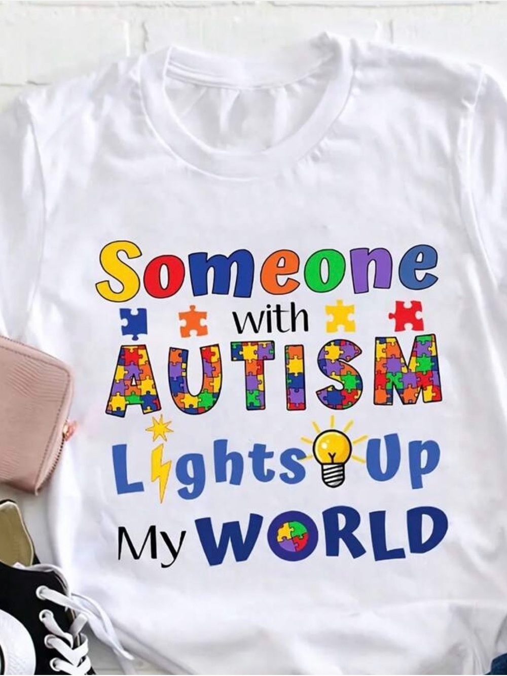 Someone With Autism Lights Up My World Kids T-Shirt - Multicolor